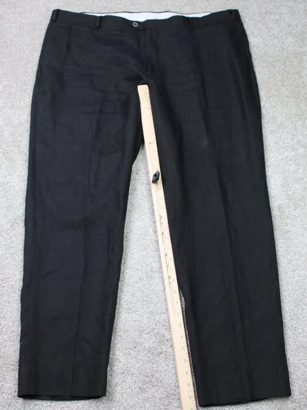 Joseph Abboud Heritage Pants Mens 44x32 Black Leomaster 100% Linen Flat Front